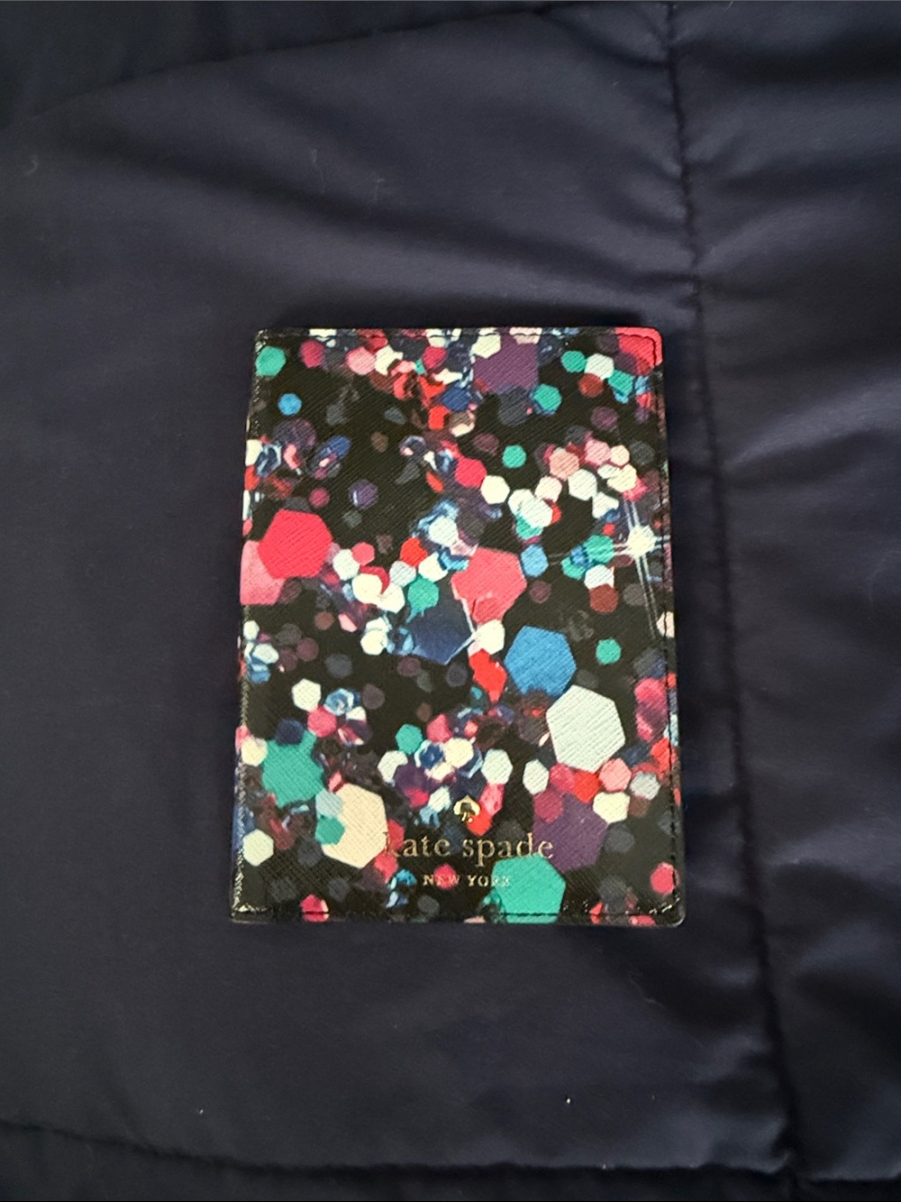 kate spade Black Multicolor Confetti Card Phone Wallet